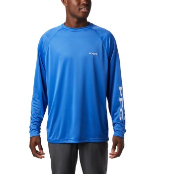 Columbia PFG Terminal Tackle Long Sleeve, Sudaderas Azules Grises Para Hombre | 495162-VYL